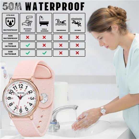 Nurse Watch for Nurse Medical Professionals Students Women Men, 50M Waterproof - Picture 3 of 7